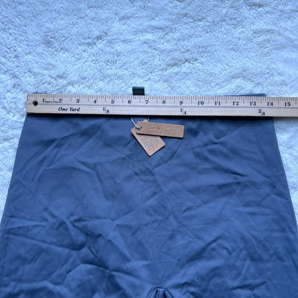 SKIMS Mid Thigh Bodyshort Gunmetal Grey High Waist Swim SW-MWS-0122 Size Large